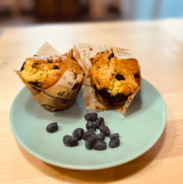 Recette de muffin camerise-chocolat - La ferme des cent acres